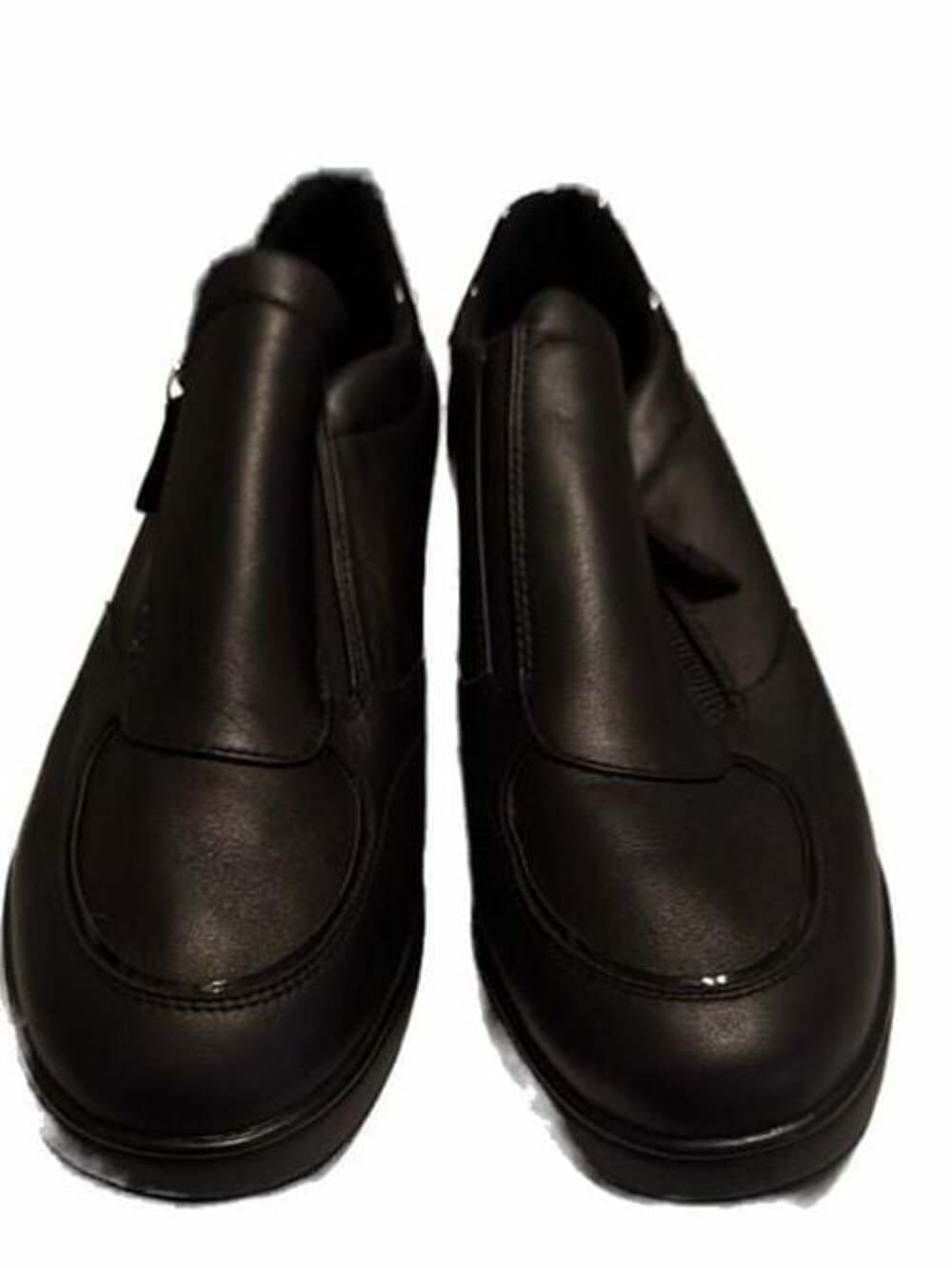 Geox Respira Women's Maurica Black Leather Wedge Zip-Up Loafers - Picture 4 of 5